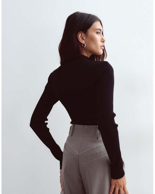 ARRANGE Brown Soft Knit Long Sleeve Bodysuit