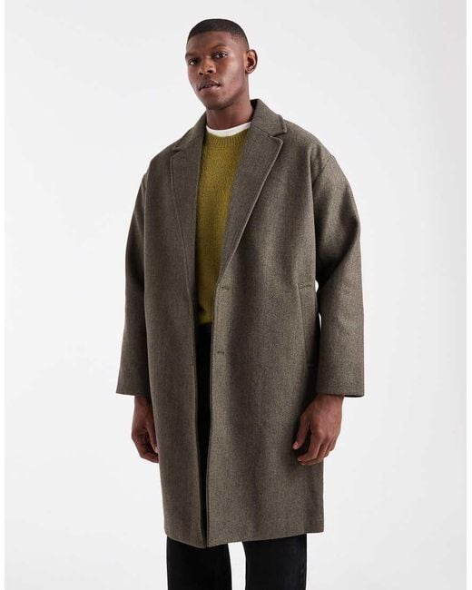 Only & Sons Green Drop Shoulder Longline Coat for men