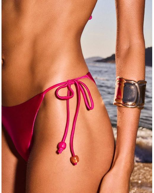 Bershka Red Satin Bikini Briefs