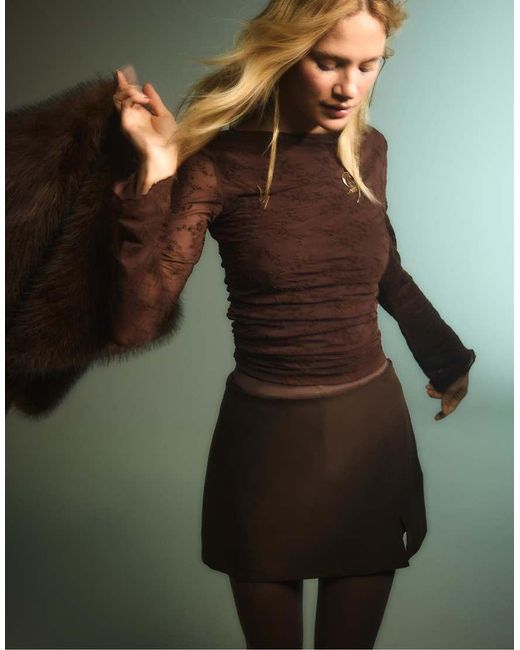 Stradivarius Skort Met Zijsplit in het Brown