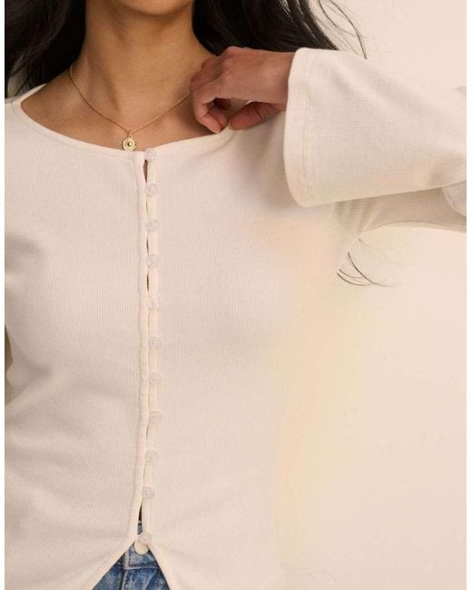 Nobody's Child Natural Ribbed Flared Sleeve Jersey Cardigan