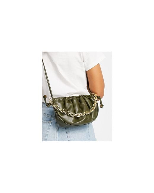 EGO Half Moon Pouch Cross Body Bag With Chain in Green Lyst