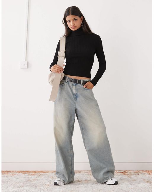 Collusion Black Soft Knitted Ribbed Roll Neck Jumper