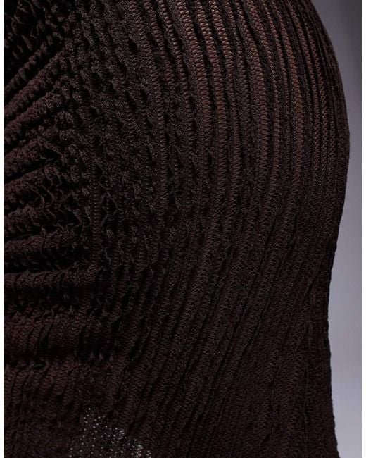 Public Desire Purple Textured Split Detail Midi Skirt Chocolate