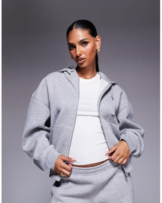 ASOS Gray Co-ord Zip Through Hoodie With Balloon Sleeve