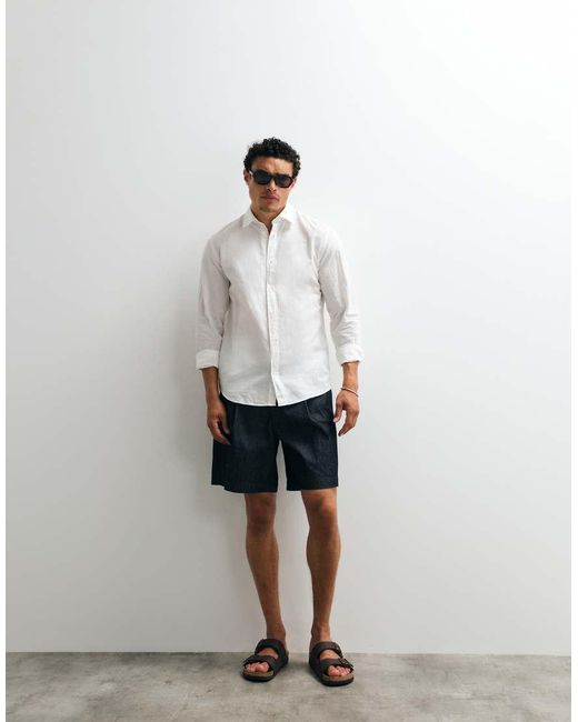 Jack & Jones White Linen Blend Regular Shirt for men