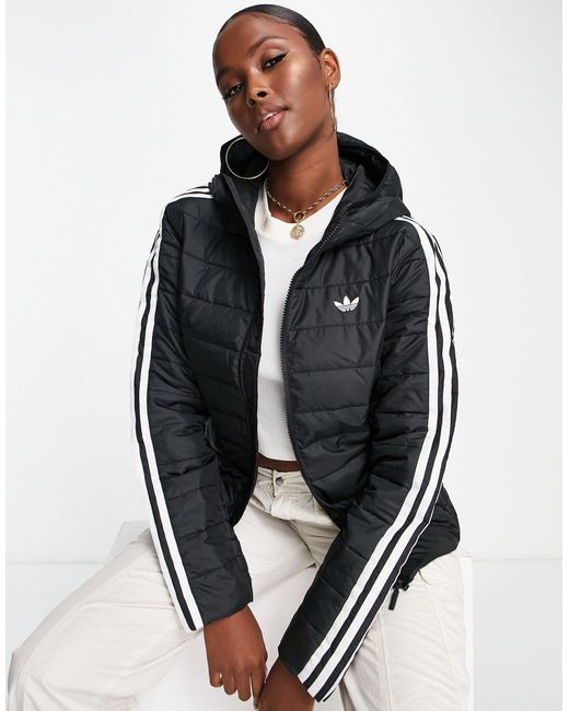adidas Originals Slim Trefoil Puffer Jacket in Black | Lyst Australia
