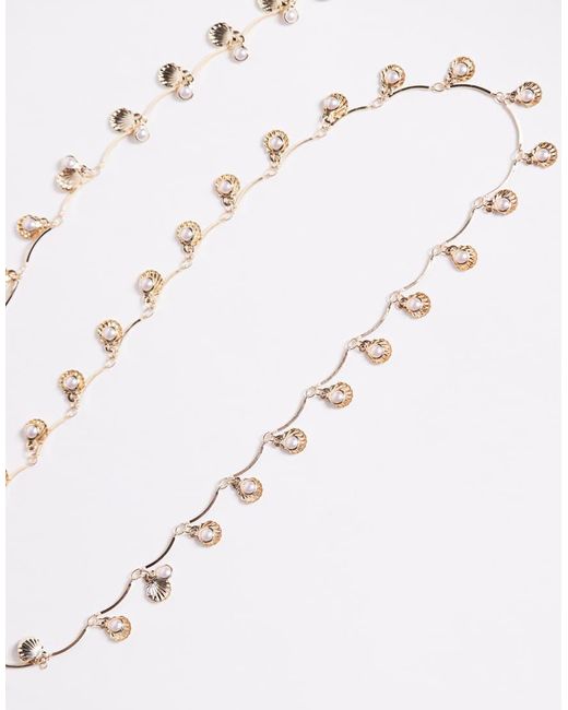 ASOS Pink Belly Chain With Shell And Faux Pearl Detail