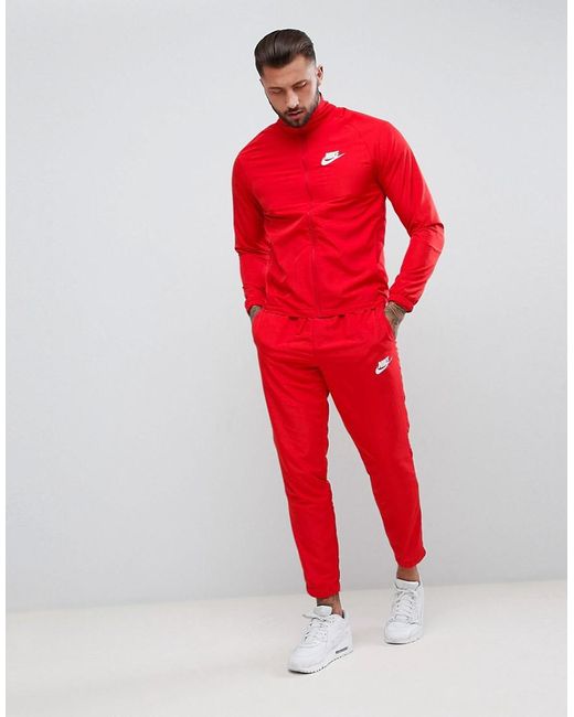 Nike Woven Tracksuit Set In Red 861778-657 for men