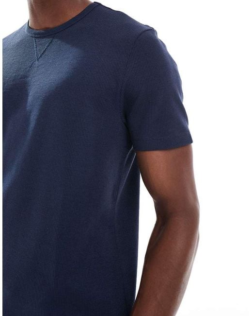 New Look Blue Waffle Pyjama T-shirt Co-ord for men
