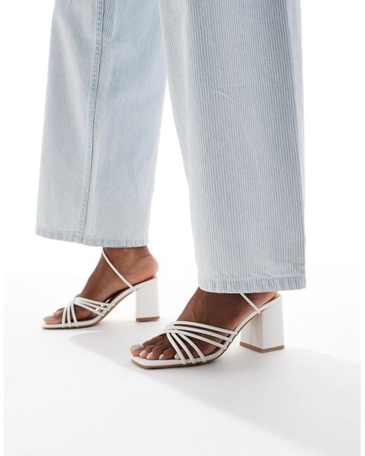 SEQWL Blue Mid Block Heel Sandals