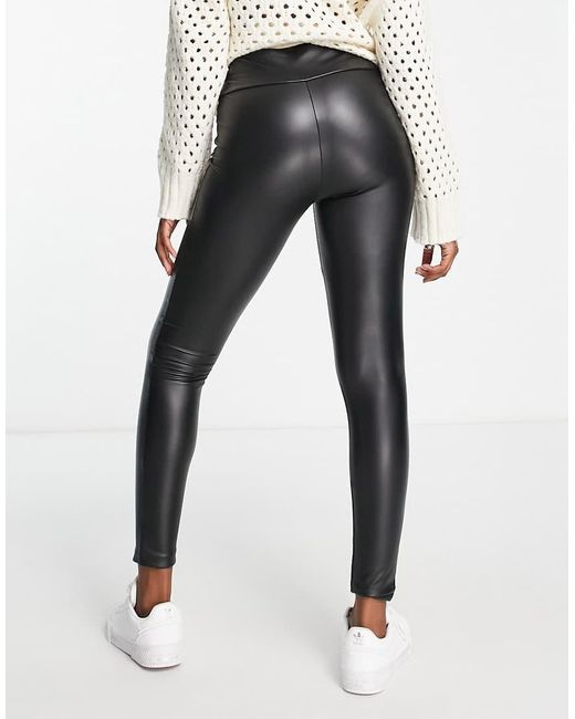 River Island Black High Waist Matt Coated Legging