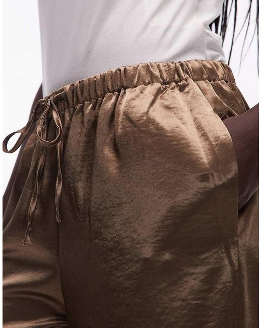 4th & Reckless Natural Satin Straight Leg Tie Waist Trousers
