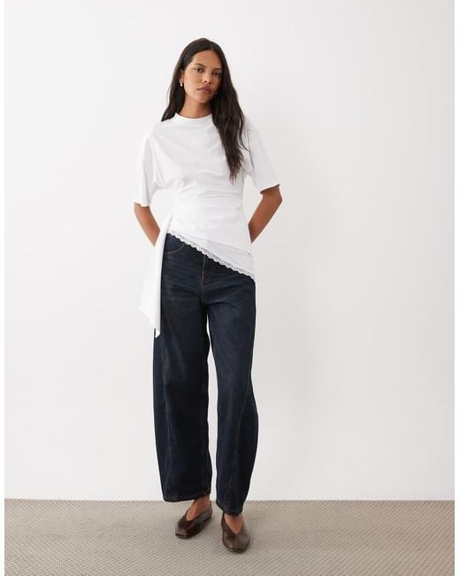 ASOS White Asymmetric Top With Waist Wrap