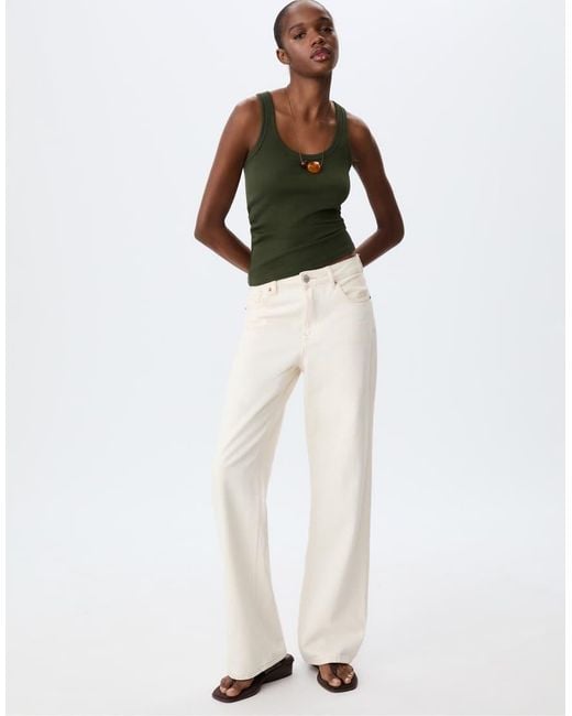 Stradivarius White Tall D92 Straight Wide Jeans