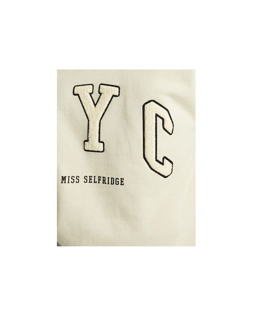 Miss Selfridge White Nyc Toweling Applique Sweatshirt