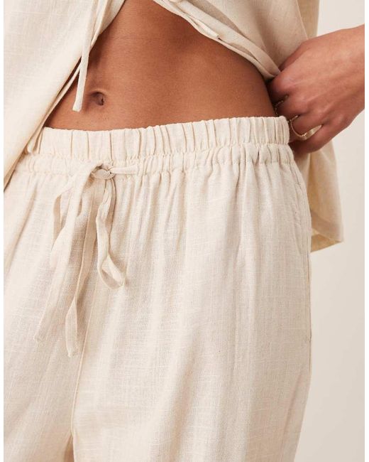 ASOS Natural Linen Look Pull On Trousers