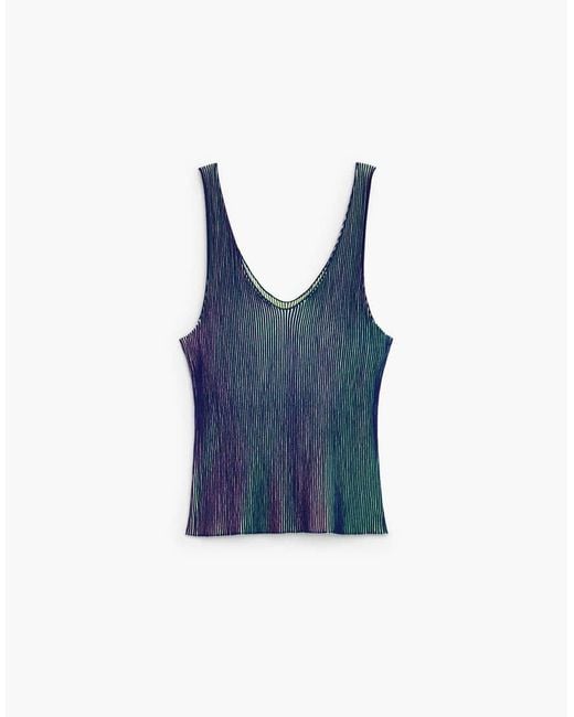 Desigual Blue Iridescent Knit Strap Top