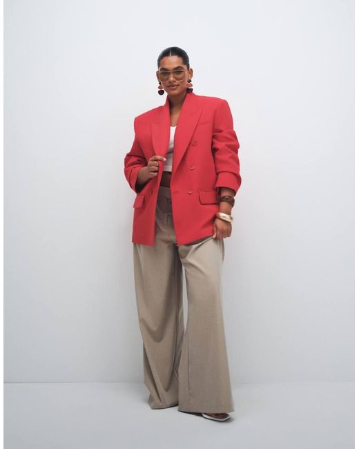 ASOS Red Curve Power Shoulder Double Breasted Blazer