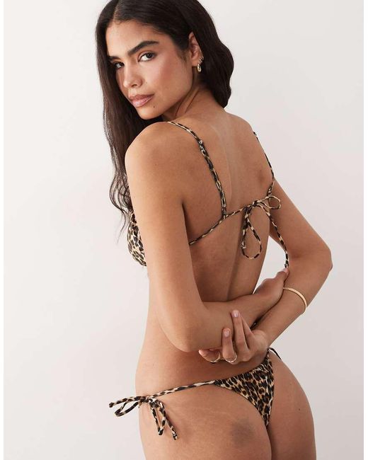 Mango Brown Leopard Print Tie Back Bikini Top