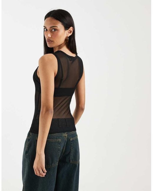 ASOS Black Scoop Neck Mesh Tank Top With The Problem Slogan