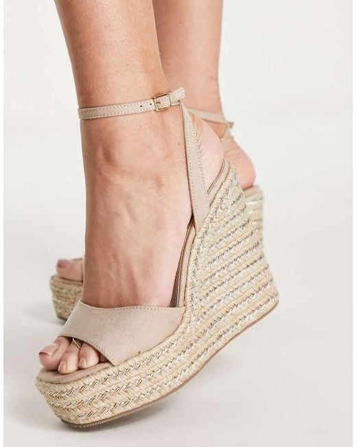 ASOS Natural Wide Fit Tasha Espadrille Wedges