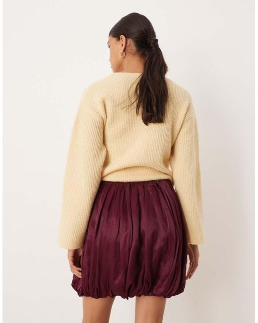ASOS Natural Satin Bubble Hem Mini Skirt