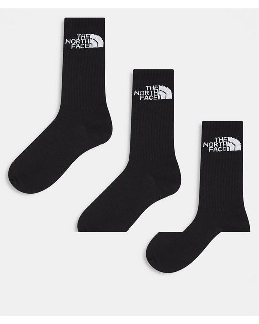 The North Face Black Simple Dome 3 Pack Logo Socks
