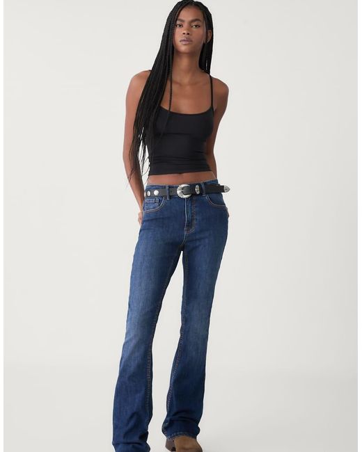 Stradivarius Polyamide Top Met Bandjes in het Blue