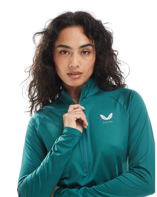 Castore Green 1/2 Zip Long Sleeve Top
