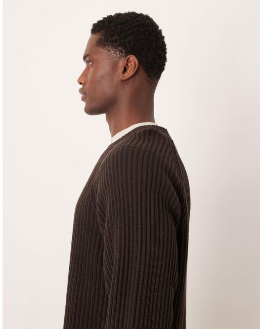 SELECTED – gerippter pullover in Brown für Herren