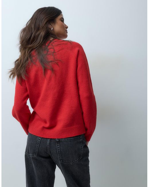 ASOS Red Neat Fit Lightweight Crew Neck Sweater