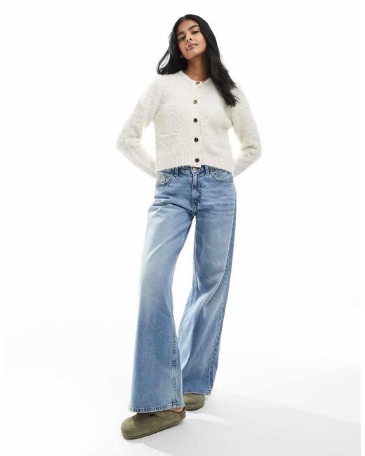 Brave Soul White Button Through Boucle Cardigan