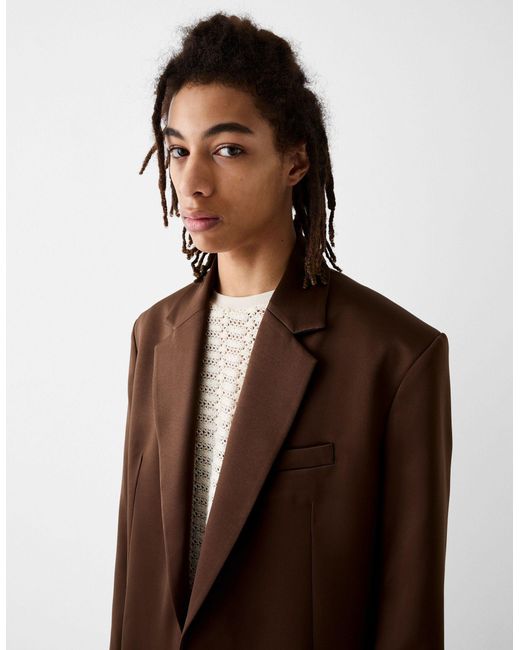 Collection - blazer sartoriale comodo di Bershka in Brown da Uomo