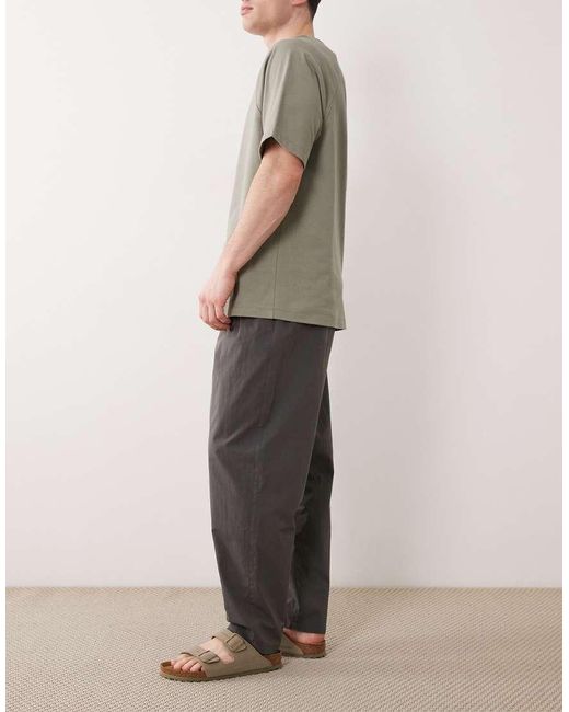 ASOS Gray Oversized Tapered Trousers With Pleat for men
