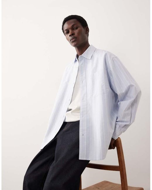ASOS COLLECTIVE Blue Super Oversized Stripe Oxford Shirt for men