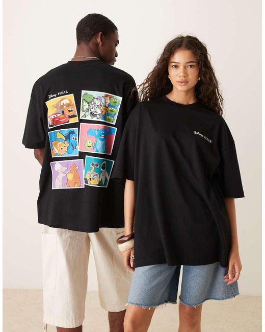 T-Shirt Oversize Nera Con Stampa Disney Pixar Con I Personaggi Di Up di ASOS in Black da Uomo
