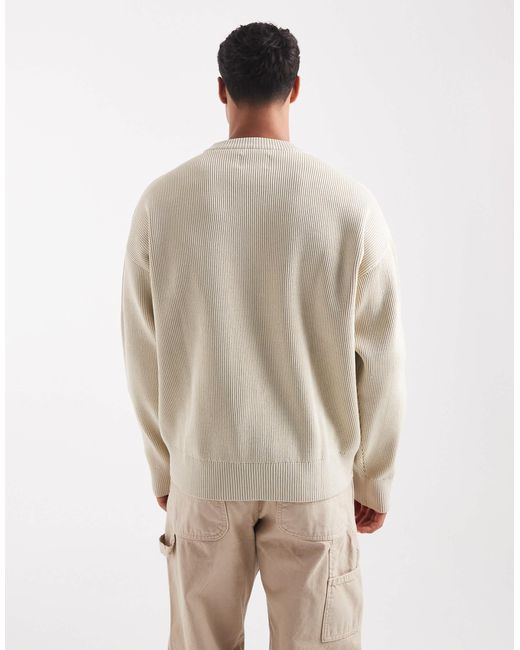 Jack & Jones Natural Oversized Knitted Ribbed Jumper for men