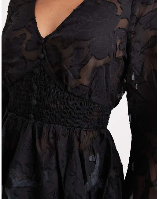 New Look Black Jacquard Tea Top