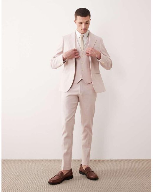 ASOS Pink Linen Rich Suit Vest for men