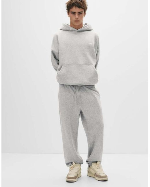 Pull&Bear Gray Stwd Tracksuit Bottoms for men