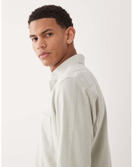 Mango Gray 100% Cotton Relaxed Fit Long Sleeve Striped Shirt for men