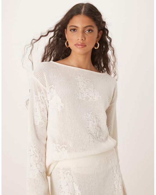 ASOS Natural – weiter pullover aus gestrickter spitze