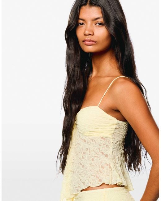 Bershka Yellow – oberteil aus spitze