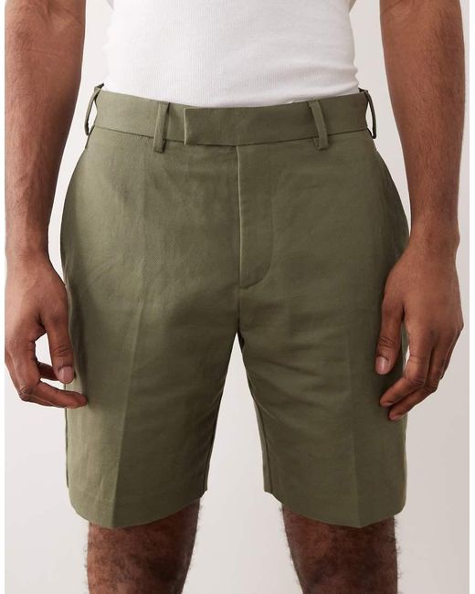 ASOS Natural Tailored Linen Rich Regular Shorts for men