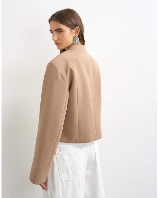 TOPSHOP White Mandarin Collar Blazer