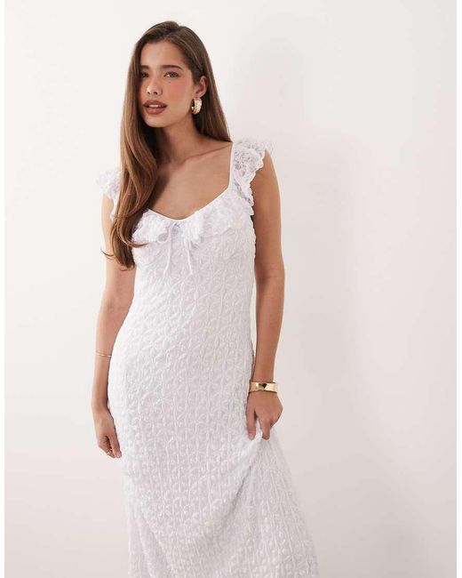 Gina Tricot Pink Frill Lace Maxi Dress