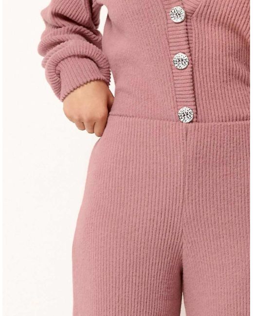 PixieGirl Pink Petite Textured Wide Leg Trousers