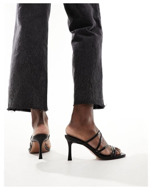 ASOS Black Hayes Strappy Mid Sandal Heeled Mules