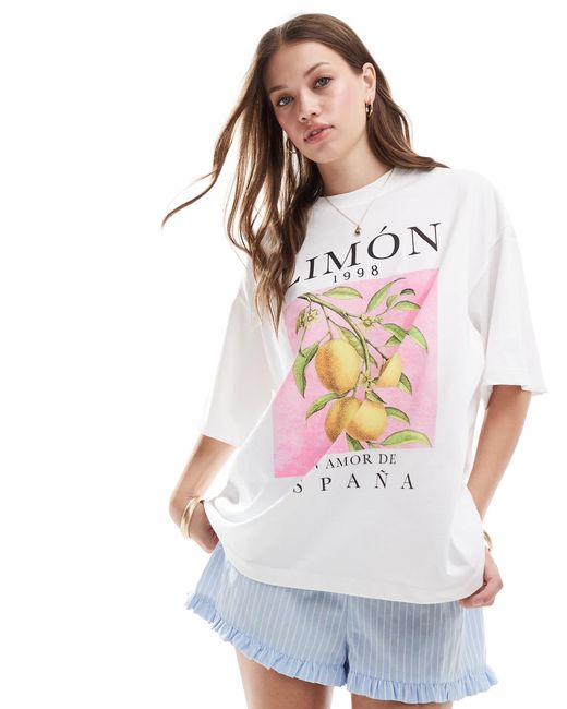 ASOS White Oversized T-shirt With Lemon Graphic